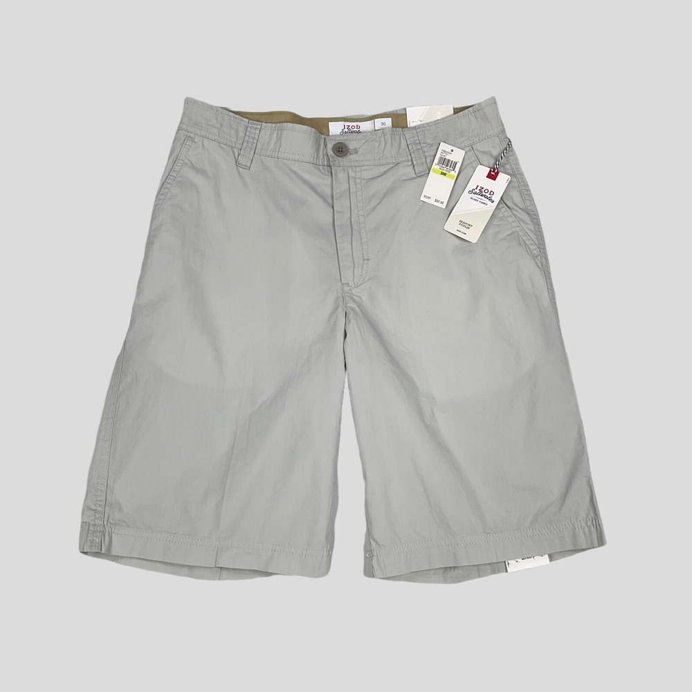 IZOD Shorts Men Size 30 Gray Bermuda Saltwater Seaport Poplin NWT